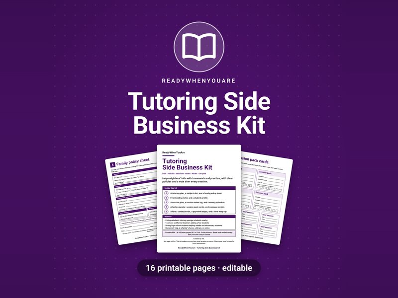 Tutoring Side Business Kit cover